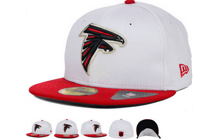 Atlanta Falcons White and Red Snapback Hat with Embroidered Team Logo