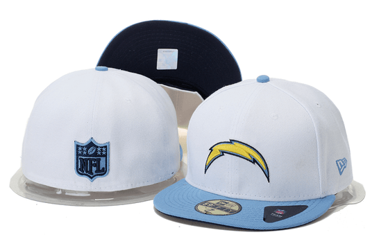 Los Angeles Chargers White and Blue Snapback Hat with Embroidered Lightning Logo