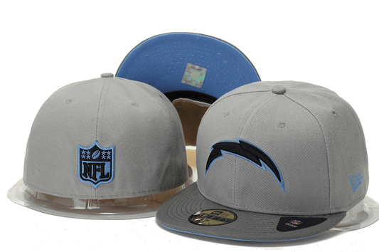 Los Angeles Chargers Gray and Blue Snapback Hat with Embroidered Lightning Bolt Logo