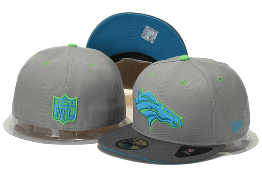 Denver Broncos Gray and Neon Blue Embroidered Logo Snapback Hat