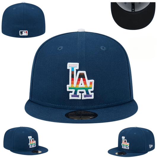 Los Angeles Dodgers Fitted Hat with Rainbow Logo – Navy Blue