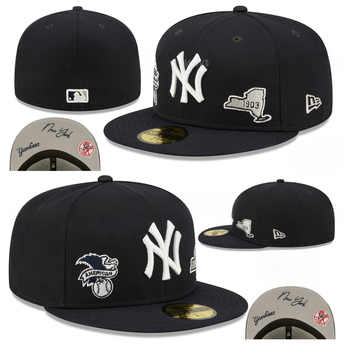 New York Yankees Commemorative Fitted Hat with Side Patches – Black