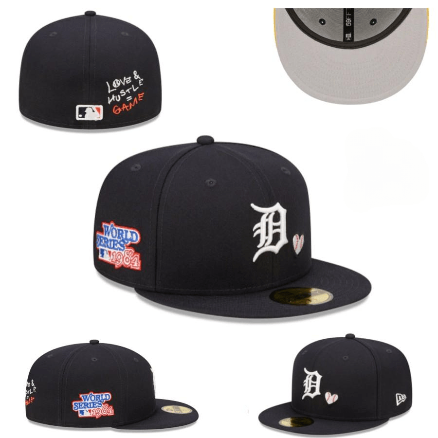 Detroit Tigers Navy Blue Fitted Hat – 1984 World Series Patch and Embroidered Details