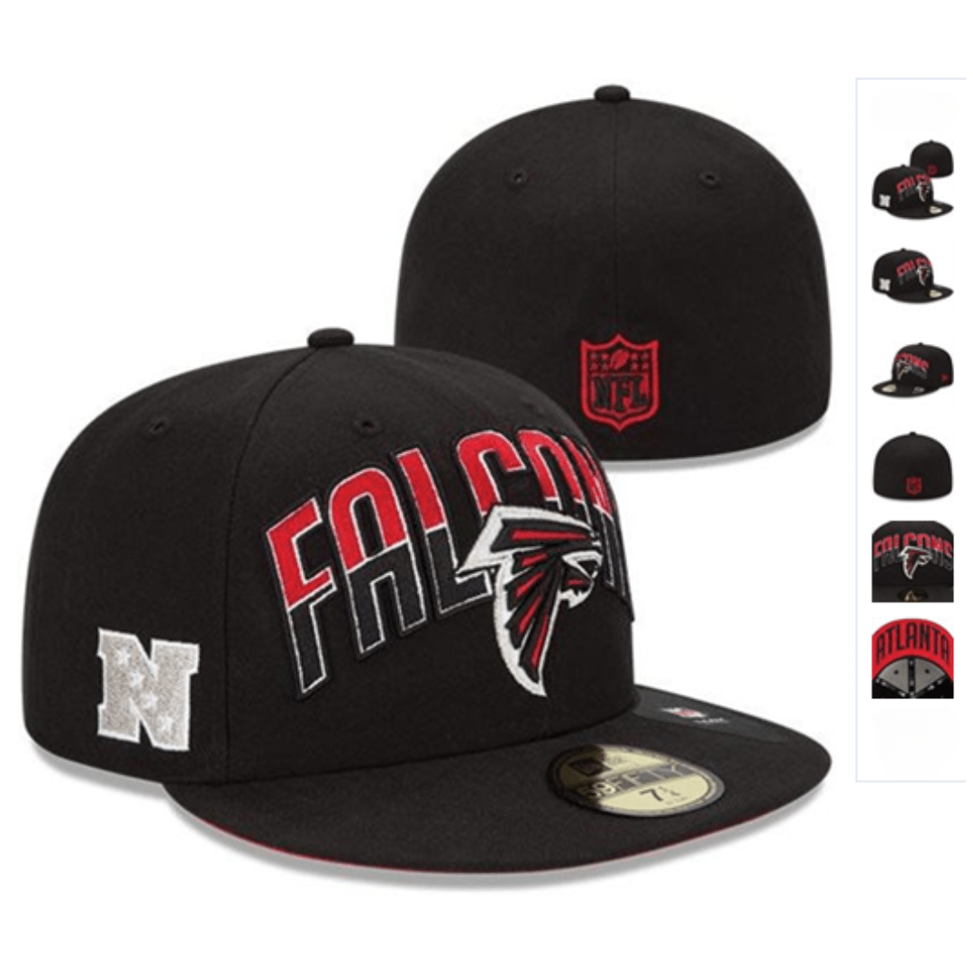 Atlanta Falcons Black Fitted Hat with Team Graphics and NFL Logo