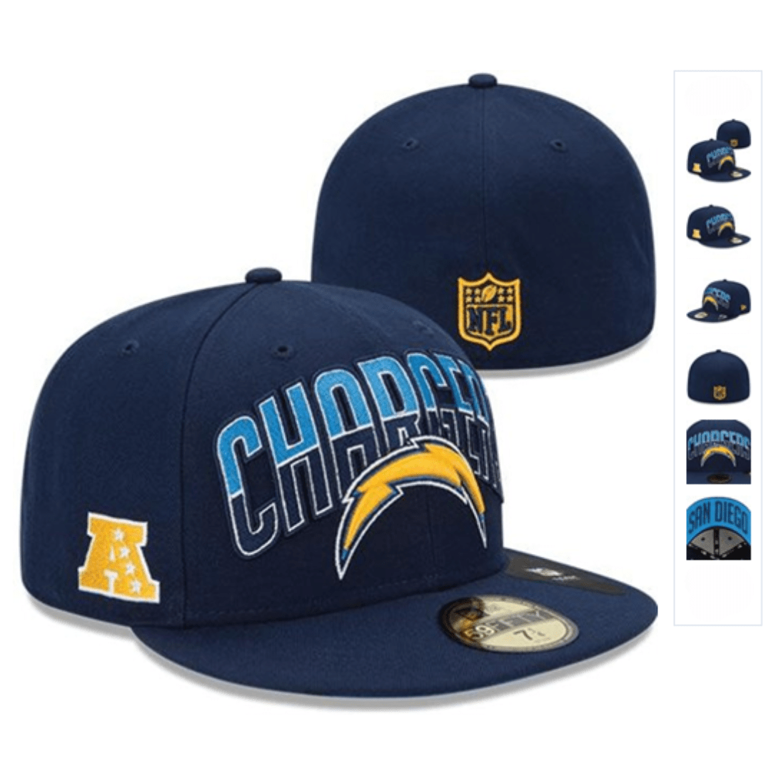 San Diego Chargers Navy Fitted Hat with Team Logo and NFL Branding