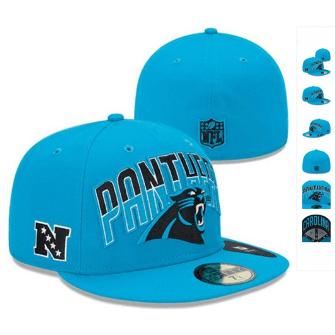 Carolina Panthers Blue Fitted Hat with Team Logo and NFL Design