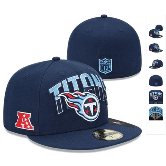 Tennessee Titans Navy Fitted Hat with Team Logo and NFL Shield