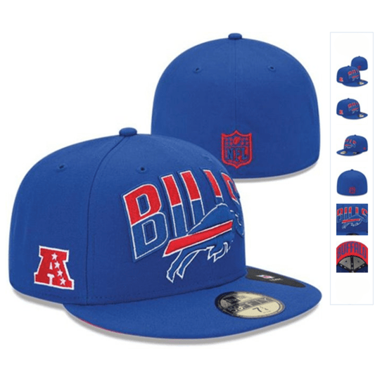 Buffalo Bills Blue Fitted Hat with Team Logo and AFC Patch