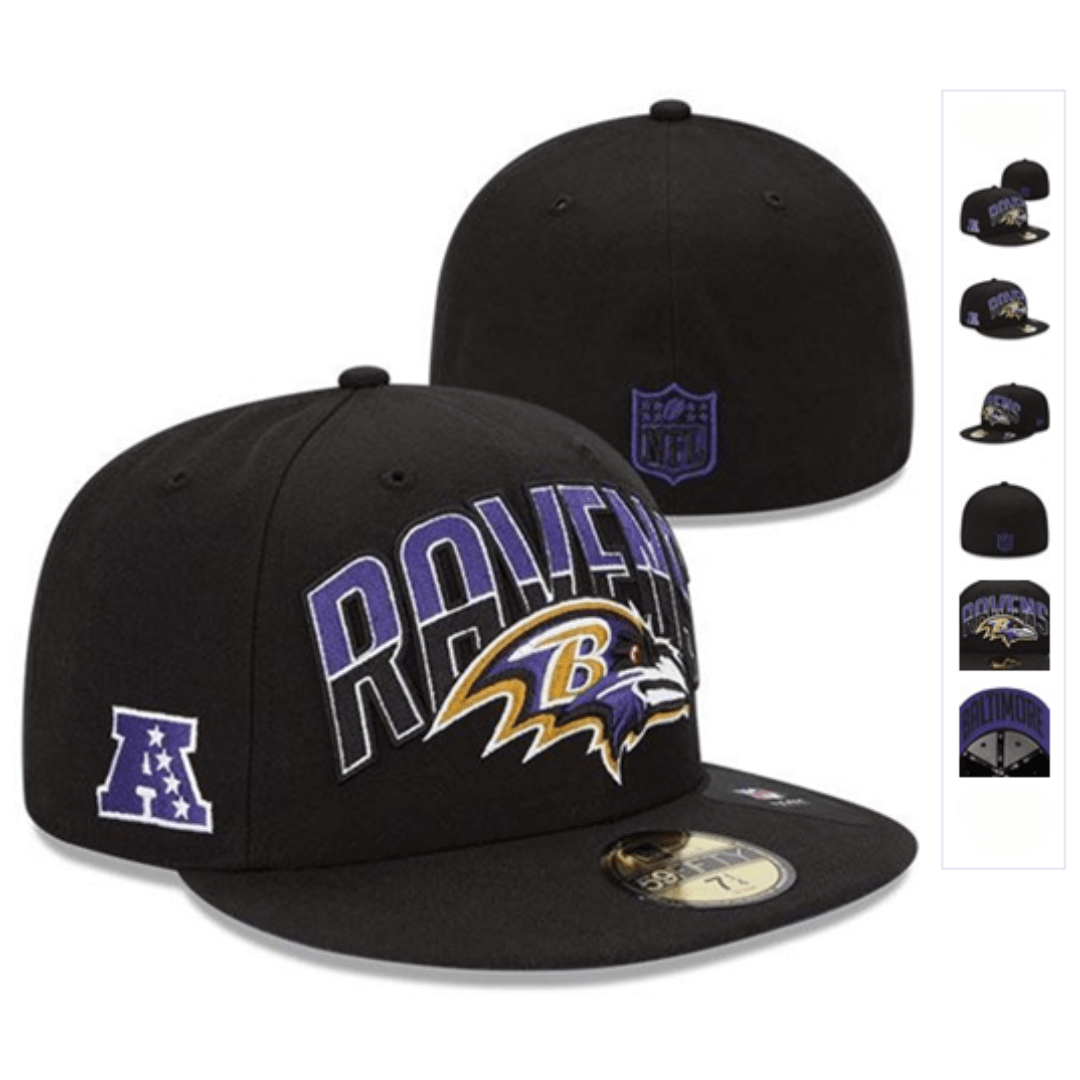 Baltimore Ravens Black Fitted Hat with Team Logo and AFC Patch