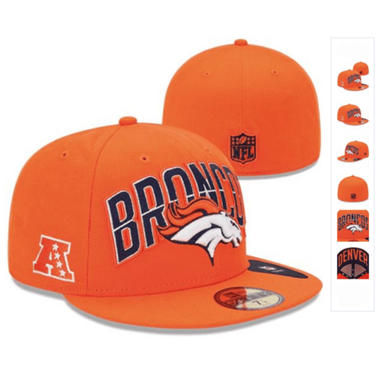 Denver Broncos Orange Fitted Hat with Team Logo and AFC Patch