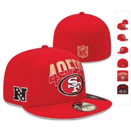 San Francisco 49ers Red Fitted Hat with Team Logo and NFC Patch