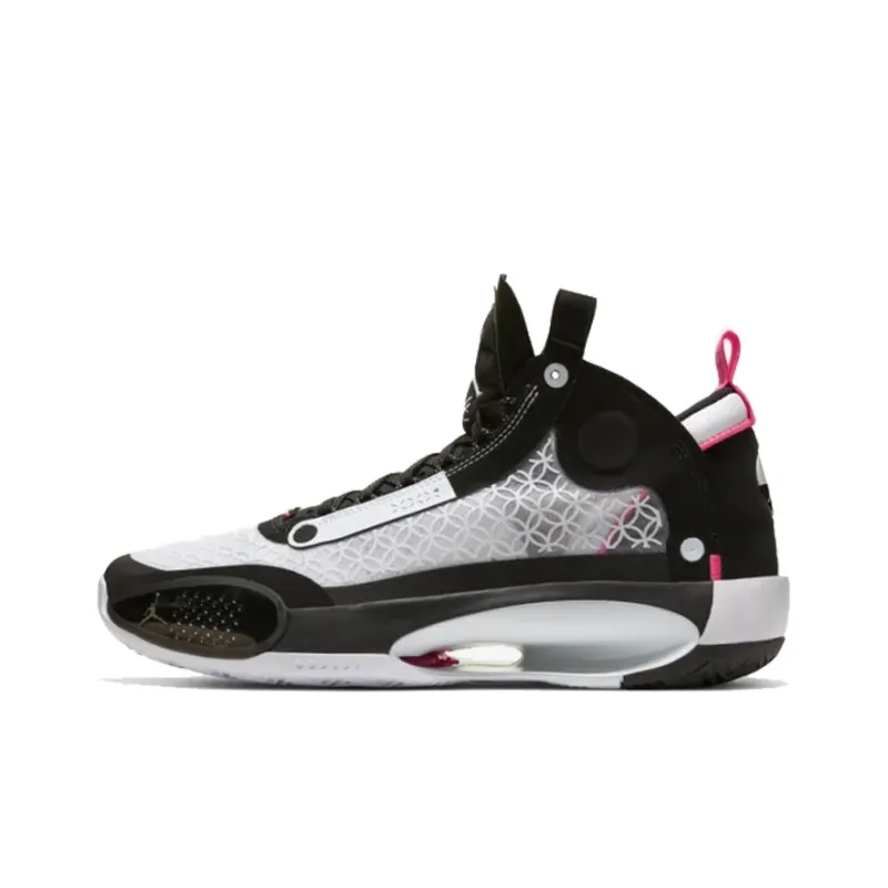 Air Jordan 34 Basketball Shoes Unisex Mid-top Blackwhitepink – Bq3381-016