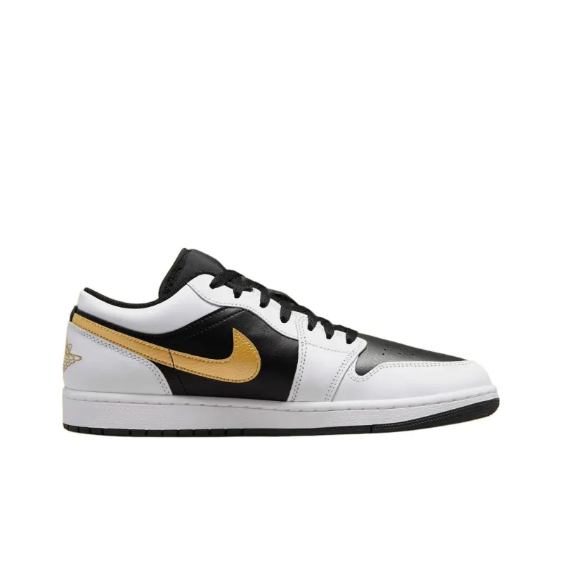 Air Jordan 1 Low White Black Metallic Gold Swoosh – 553558-172