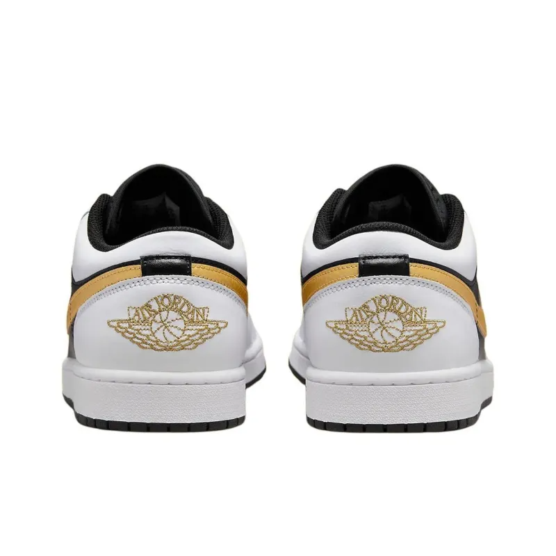 Air Jordan 1 Low White Black Metallic Gold Swoosh – 553558-172